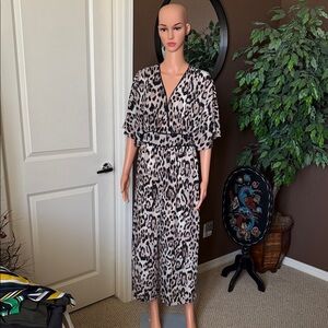 Elegant Animal Print Midi Dress